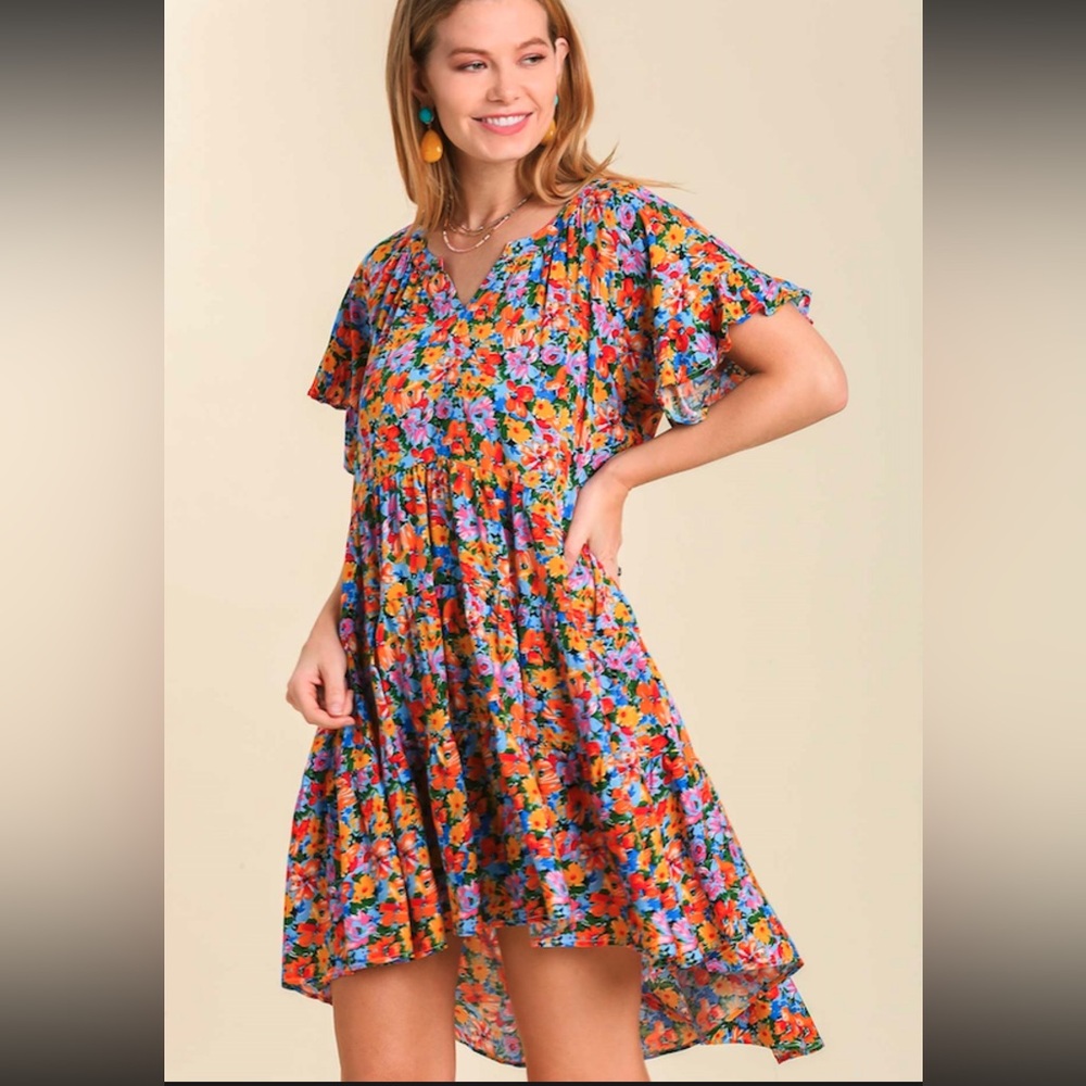 NWT- Umgee Charleston High Low Floral Print Dress